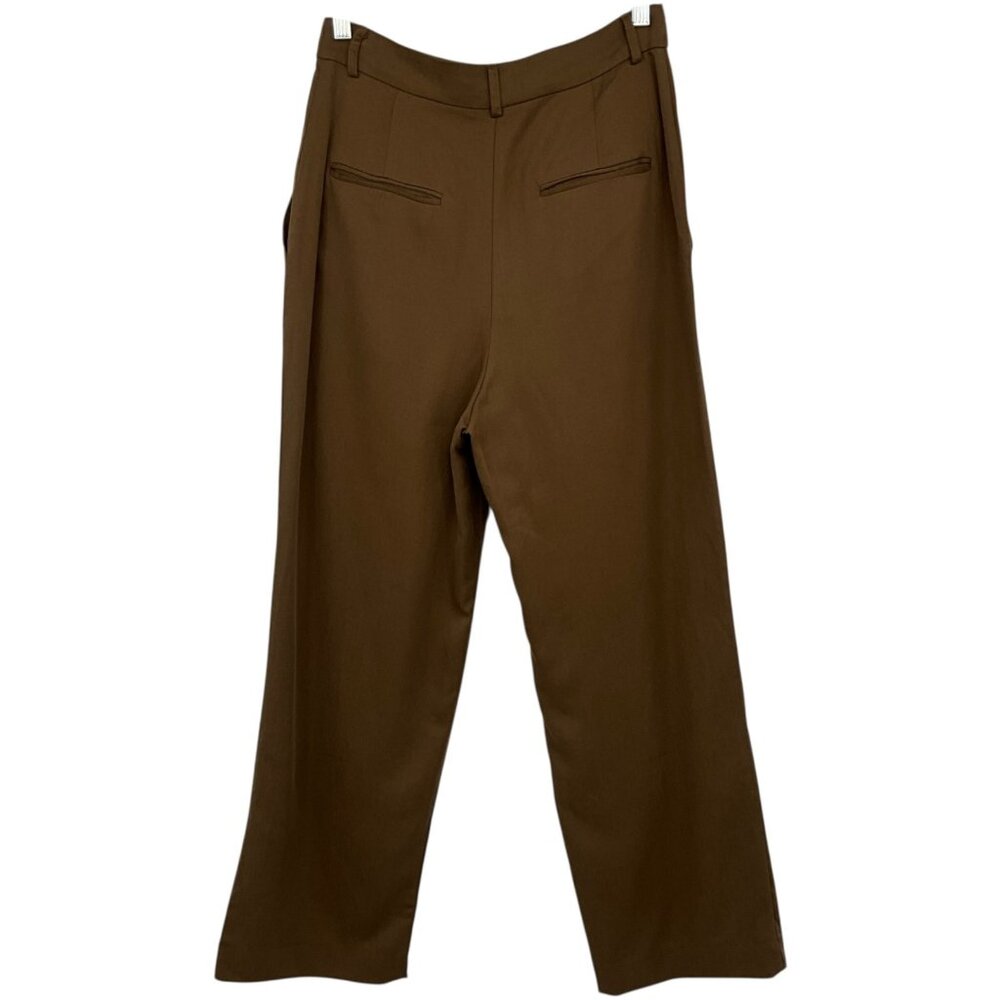 Reformation Mason Wide Leg Trousers Brown High Rise Pleated Size 6 - Picture 3 of 7